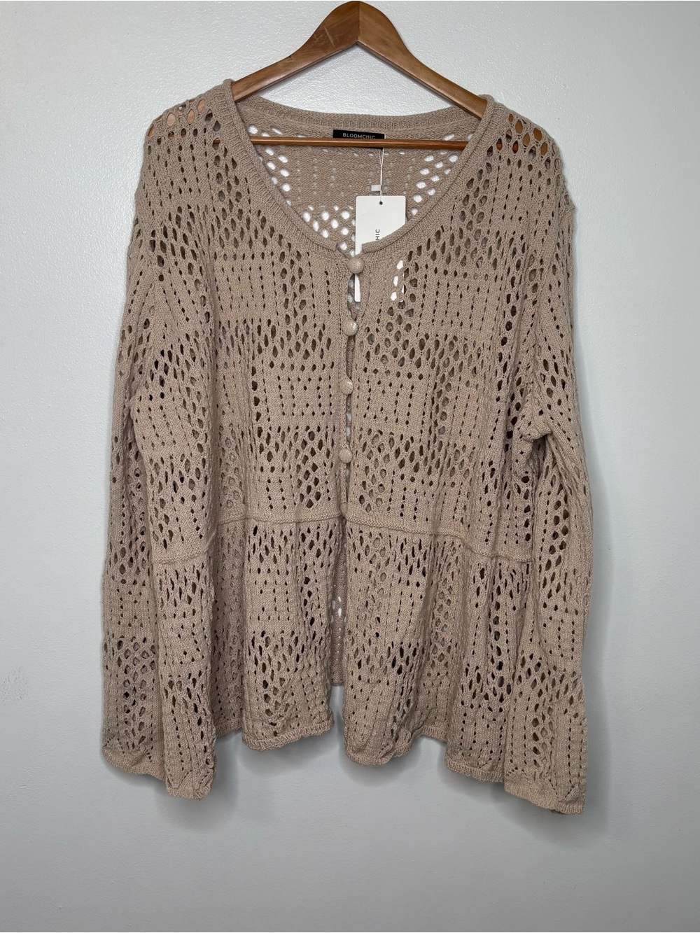 NWT Bloomchic Open Knit Boho Cottagecore Cardigan Sweater